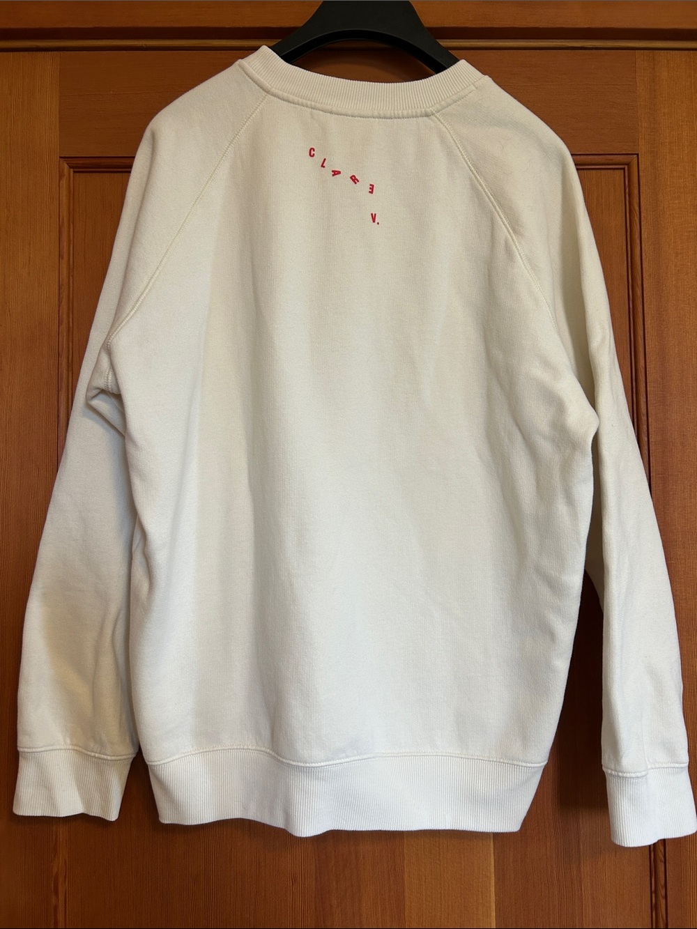 Clare V. | Oui Sweatshirt in Cream with Bright Poppy - Picture 7 of 13
